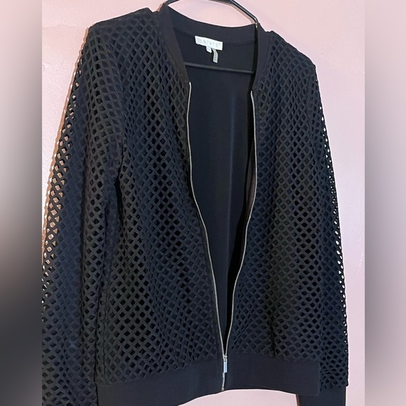 STATE Game On Black Netting Lace Bomber street goth whimsigoth Jacket Small - Picture 5 of 9